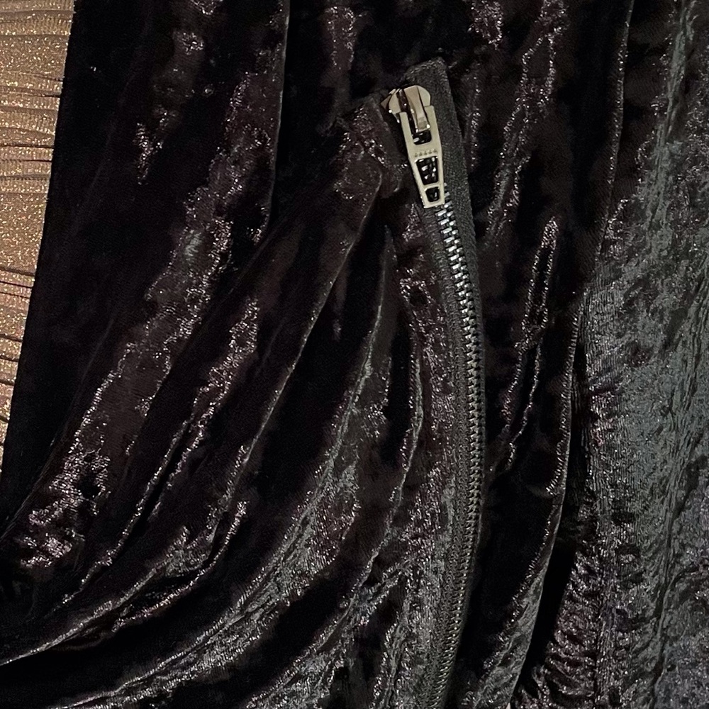 BlankNYC Lux Black Faux Fur Velvet Zip Jacket Shawl Collar Like Seal 🦭 Skin - Picture 5 of 11